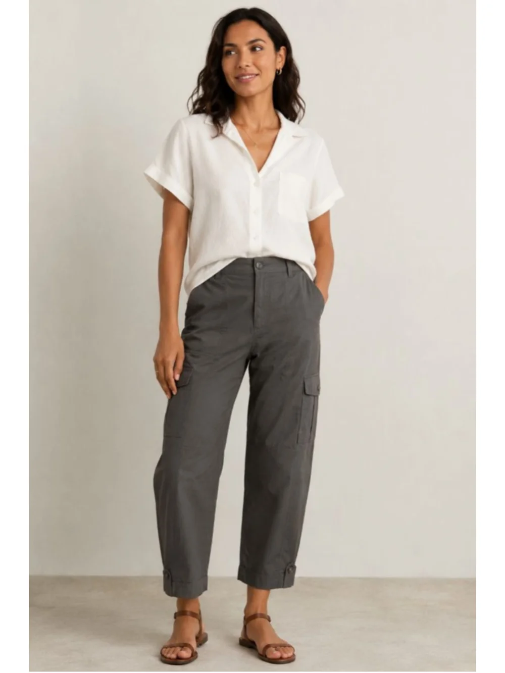 Banana Republic Martin Cargo Utility Pants Olive Green Linen Cotton Size 12 NWT